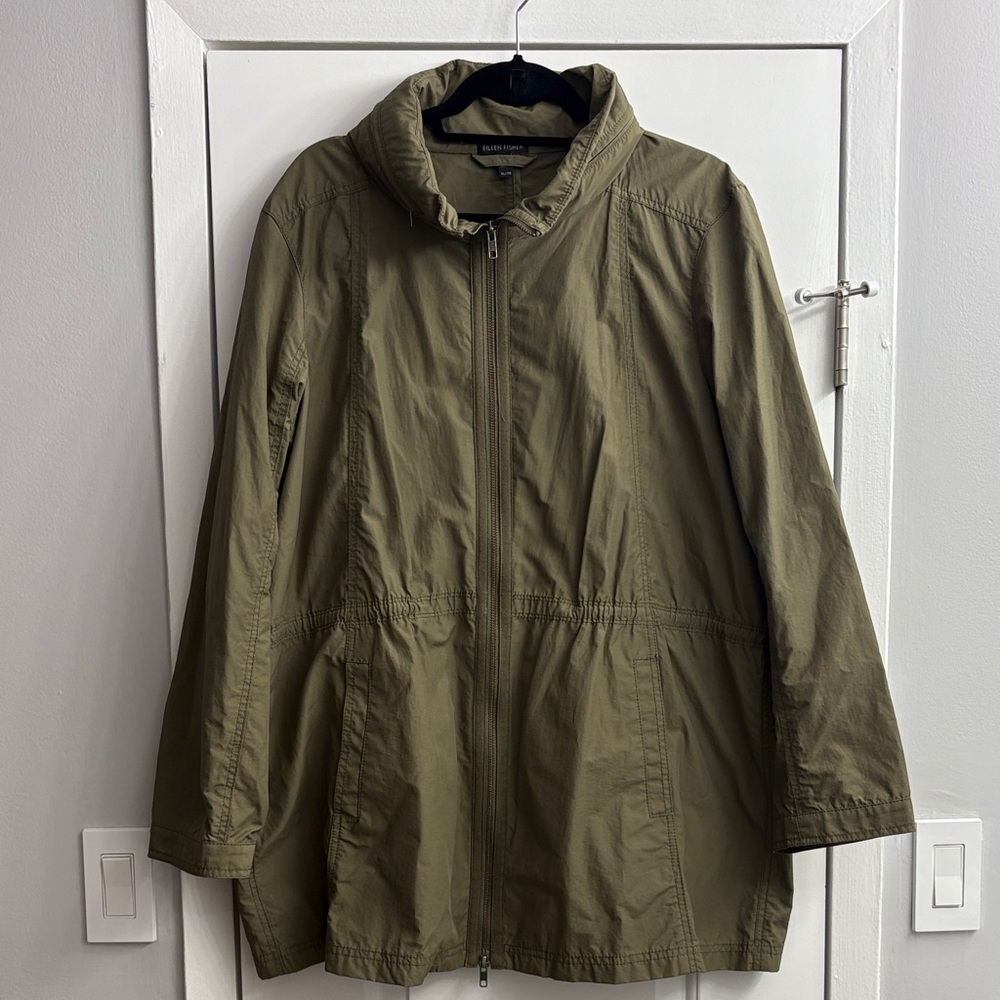 Eileen Fisher Olive Green Rain Jacket XL